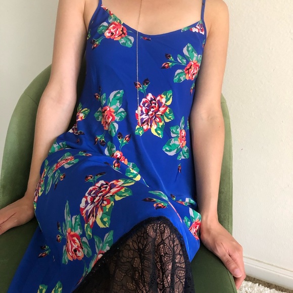 Royal Blue Floral Mai Tai Midi Slip Dress - Picture 4 of 4